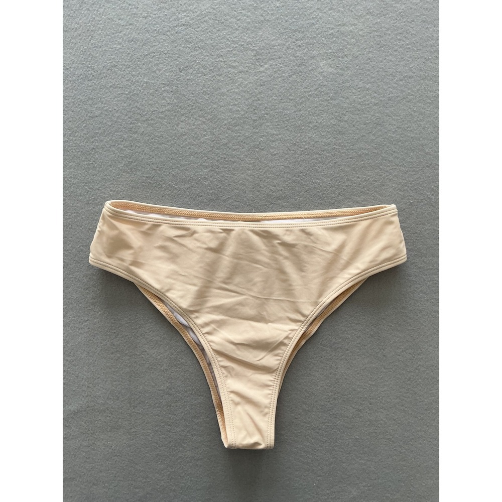 Unbranded Bikini Bottom‎ Size L Tan Beige High Leg Minimalist Swimwear